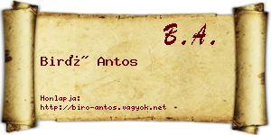 Biró Antos névjegykártya